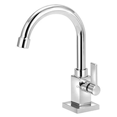 Imagem de Torneira Lavatório Banheiro Quadrada Bica Móvel Metal 1/4v.