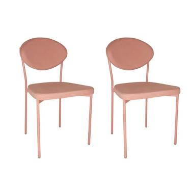 Imagem de Conjunto com 2 Cadeiras de Cozinha Bella Sarja Rosa