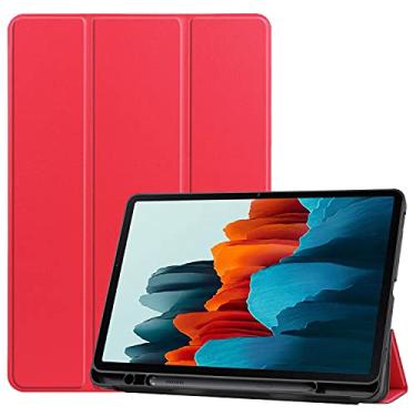 Imagem de caso tablet PC Para SumSung Galaxy Tab S7 11 Polegada 2020 T870 / 875 Tablet Case Capa, Soft Tpu. Capa de proteção com auto vigília/sono coldre protetor (Color : Rojo)