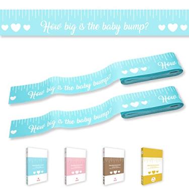 Imagem de Party Hearty Jogos de chá de bebê para meninos, 2 rolos de 5 cm x 45 m, medida da barriga, fita métrica azul, divertido e fácil de jogar, lembrancinhas e suprimentos de festa