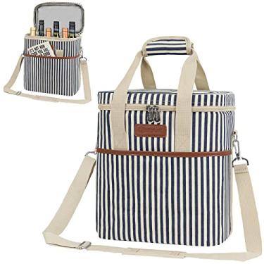 Imagem de OPUX Sacola para transporte de 6 garrafas | Bolsa térmica de vinho acolchoada para viagens. Piquenique, BYOB | Sacola de vinho à prova de vazamento portátil para jantar, festa, Natal,