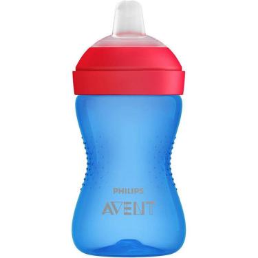Imagem de Copo de Transição com Bico de Silicone 300ml Azul Com Vermelho 9m+ - AVENT