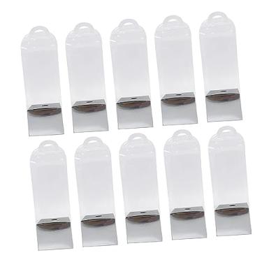 Imagem de Dynwave 10 peças caixas de presente de flores caixa de flores de rosa única vazia com alça sacos de presente reutilizáveis transparentes caixa de embalagem de, Prata