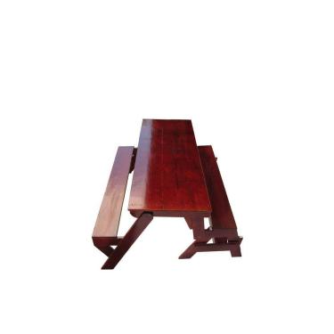 Imagem de Banco que Vira Mesa 1,5m com Tampo Liso e Verniz Mogno