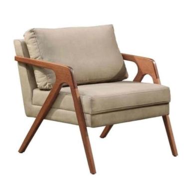 Imagem de Poltrona Decorativa Mona Luxo Premium Base Em Madeira Maciça