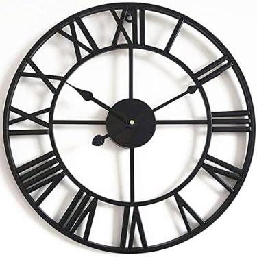 Imagem de Relógio Clássico Vintage Grande Montado Na Parede Para Jardim Relógio De Parede Para Jardim Externo De 80 CM, Relógio De Jardim Com Algarismos Romanos Relógio De Ferro Forjado À Prova D'água Para