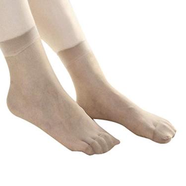 Imagem de NOUGFVZP 10 pares de meias femininas ultrafinas elásticas de seda para meninas de cano baixo meias de Natal 100% meias de nylon, Marrom, One Size