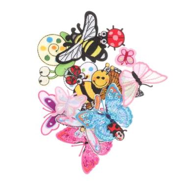 Imagem de OHPHCALL Remendos 15 peças de emblemas bordados de animal borboleta de poliéster joaninha de ferro