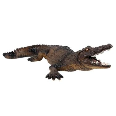 Imagem de Generic Simulação de figuras de animais de crocodilo, decoração de mesa, modelo de brinquedo, animais pré-escolares para topper de bolo, lembrancinhas de, marrom