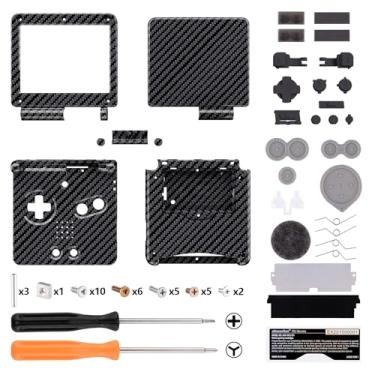 Imagem de Capa de reposição personalizada com padrão de fibra de carbono eXtremeRate para Gameboy Advance SP GBA SP – Compatível com IPS e LCD padrão – Console e tela não incluídos