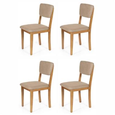 Imagem de Straub Web, Conjunto 4 Cadeiras de Jantar Estofada em Madeira Maciça Ella Bege