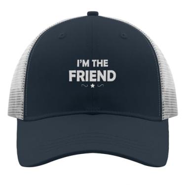 Imagem de TIHK Boné de caminhoneiro feminino com bordado moderno e snapback Dad Hats I'm The Friend, Azul marinho, Tamanho Único