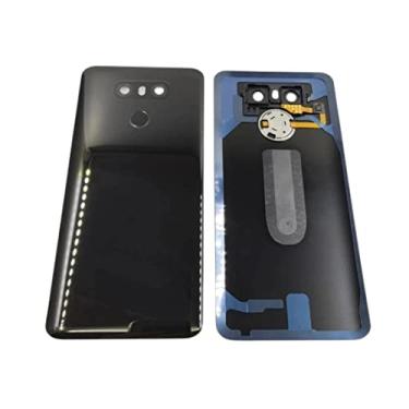 Imagem de SHOWGOOD Capa traseira de vidro para LG G6 G6plus capa traseira de porta de bateria traseira com impressão digital Touch ID fita de lente de câmera (preto)