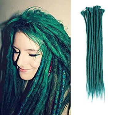 Imagem de Aosome Extensões Dreadlock de 50,8 cm Sintético Dreads Crochê Reggae Dreadlocks Verde Pacote com 20