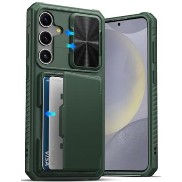 Imagem de ATATOO Capa carteira para Samsung Galaxy S24+ Plus, suporte de cartão integrado (loja de 4 a 5 cartões) e capa de câmera deslizante, proteção de nível militar, capa de silicone resistente para Galaxy