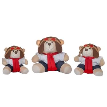 Imagem de Trio De Ursos PMG Para Nicho Decoração Menino Aviador Vermelho Bebê Baby Decoração Quarto Festa Pelúcia Presente Revelação