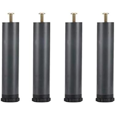 Imagem de 4 pés de móveis ajustáveis, pés da cama, pés de apoio da cama, pés na cama, acessórios para estrutura de cama, furo único, classificação redonda, esqueleto, 10 cm