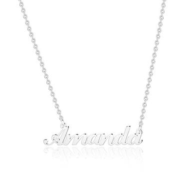 Imagem de Hidepoo Colar com nome personalizado – Colar com pingente de nome personalizado de aço inoxidável, corrente delicada com nome de letra, joias personalizadas para mulheres e meninas, metal, Metal