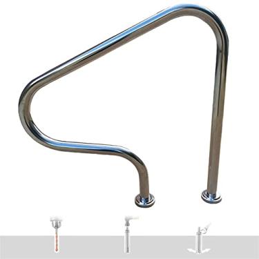 Imagem de Trilhos de piscina para entrada de piscina enterrada corrimão de piscina de aço inoxidável 304 escada de piscina trilho de mão com placa de base de montagem fácil
