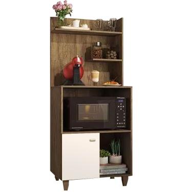 Imagem de Balcão Cantinho Do Café Multiuso 1 Porta Valen Cor Ambar Off White