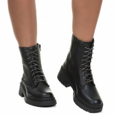Imagem de Bota Coturno Feminino Tratorado Cano Médio Preto Estilo Shoes