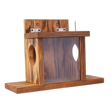 Imagem de Generic Alimentador de esquilo de madeira com telhado superior, plataforma de alimentação de esquilo, espessura artesanal, alimentador de esquilo para pátio,