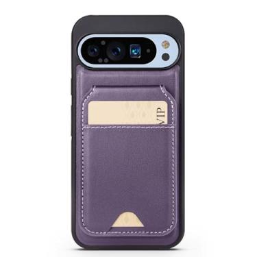 Imagem de HAO RIYLN Capa carteira para Google Pixel 9/Pixel 9 Pro/Pixel 9 Pro XL, capa de couro com bloqueio RFID destacável 2 em 1 compartimento para cartão capa de sucção magnética montada no carro, roxo, 9