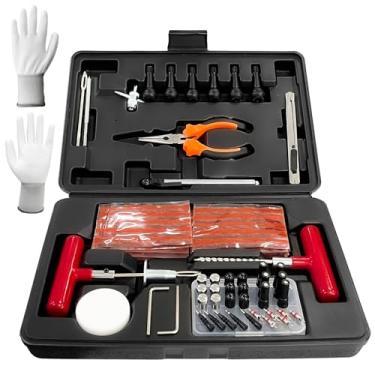 Imagem de Socpuro Kit de reparo de pneu 98 peças com plugues, kit de remendo de pneu resistente para consertar fichas, ferramentas universais de troca de perfuração de pneu sem câmara para carro, motocicleta,
