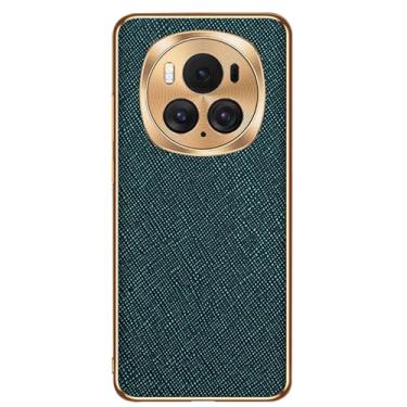 Imagem de LTLMYDAM Capa de couro para Honor Magic 6 Pro/6, proteção de lente da câmera, capa elegante banhada brilhante bordas macias à prova de choque, verde, 6