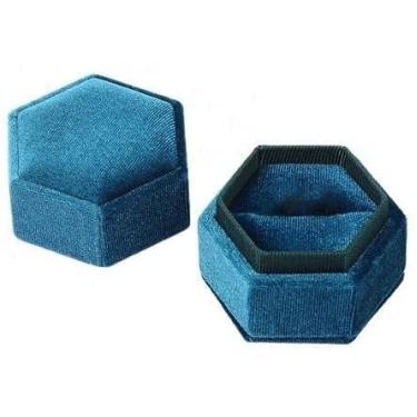 Imagem de Organizador de joias Caixa de joias de veludo vintage Caixa de joias com pingente hexagonal Suporte para colar Caixa de anel Estojo Organizador de joias Caixa de embalagem Estojo de joias Armazenament