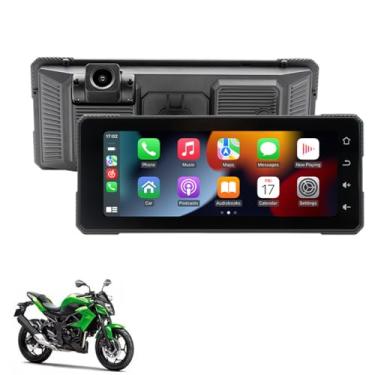 Imagem de XRC TECH Tela sensível ao toque HD de 16,86 cm, navegador GPS de motocicleta, leitor de MP5 multimídia, carplay sem fio, Android Auto IP65, painel à prova d'água, sem conexão Bluetooth, conexão
