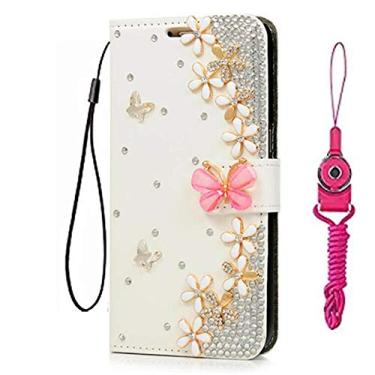 Imagem de Capa para Nokia X10, capa Nokia X20, carteira de couro brilhante, capa protetora para celular e alça de pescoço [suporte] [fecho magnético] para Nokia X10 / capa de telefone Nokia X20 (flores -A)