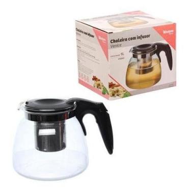 Imagem de Chaleira de Vidro com Infusor Chá Café Bule 1litro Aço Inox  - Western