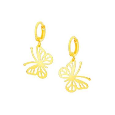 Imagem de Brinco Rommanel Banhado Ouro Argola Borboleta