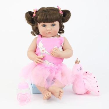 Imagem de pequena boneca bebe reborn super realista corpo em silicone 35cm - dom
