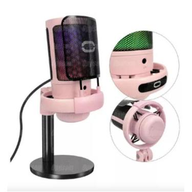 Imagem de Microfone Profissional Gamer Led Rgb Alta Sensibilidade Usb Rosa - Tom