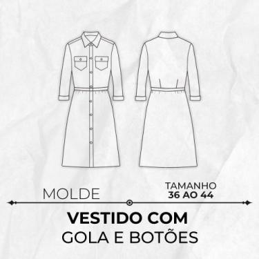 Imagem de Molde Vestido com Gola e Botões by Wania Machado - EDITORA CLUBE DA CO