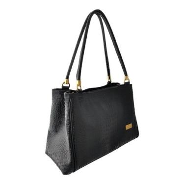 Imagem de Bolsa Estruturada TopGrife Croco Couro Preto