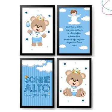 Imagem de Kit 4 Quadros Decorativos Infantil do Tema Ursinho Príncipe - Creative