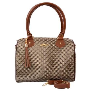 Imagem de Bolsa baú com alça de mão e alça transversal - Aryel, Marrom