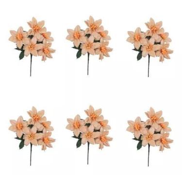 Imagem de Kit 6 Buquês Flor De Natal Dourada Bico De Papagaio 30 Cm - Multiart