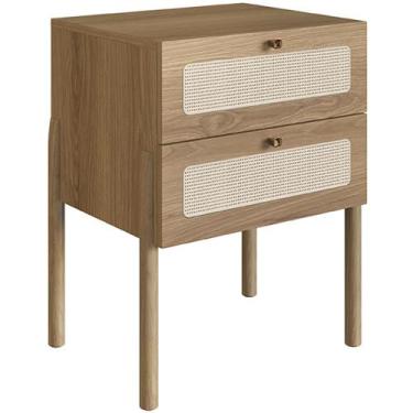 Imagem de Mesa de Cabeceira 02 Gavetas com Telinha Pés Madeira Moss A03 Hanover 