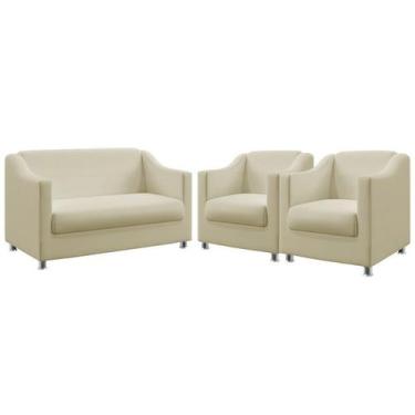 Imagem de Kit Poltrona Namoradeira e 2 Poltronas Decorativas Estofada Alya Sued 