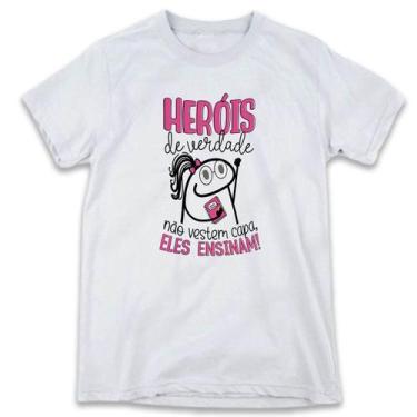 Imagem de 1 Camisa Flork Dia Dos Professores Heróis Ensinam Professora - W3Artes