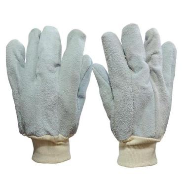 Imagem de Luva de Raspa com Punho de Malha Reforçada Punho Elastico Epi Serviço 