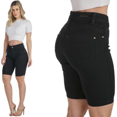 Imagem de Bermuda Jeans Feminina HNO Ciclista Preto - HNO Jeans, 48