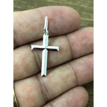 Imagem de Crucifixo Prata Legitima 925 Facetada 3,5 Cm X 2 Cm - Lojas La&Ny