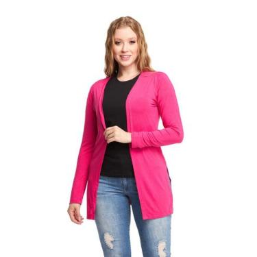 Imagem de Blusa de Frio Cardigan Manga Longa com Fenda Ca3 - Wooks, GG, Rosa