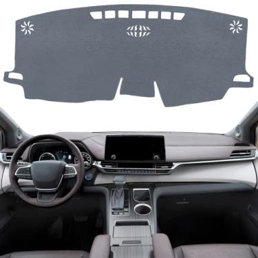Imagem de KEYOOG Capa de painel de painel de painel adequado para to-yota Sienna 2024-2021 (sem modelos HUD), tapete de painel de carro tapete antirreflexo, protetor solar antiderrapante (cinza)