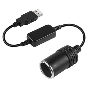 Imagem de HATMINI Cabo de alimentação adaptador USB A para isqueiro de cigarro, cabo conversor fêmea de soquete de isqueiro de 12 V para gravador de condução de carro, GPS, E-Dog e outros eletrônicos automotivos